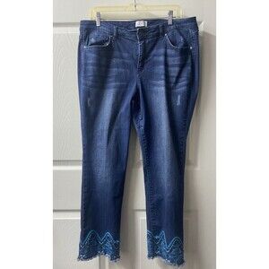 Crown & Ivy Embellished cropped Bali Jeans Womens Plus 16W Distressed Boho EUC